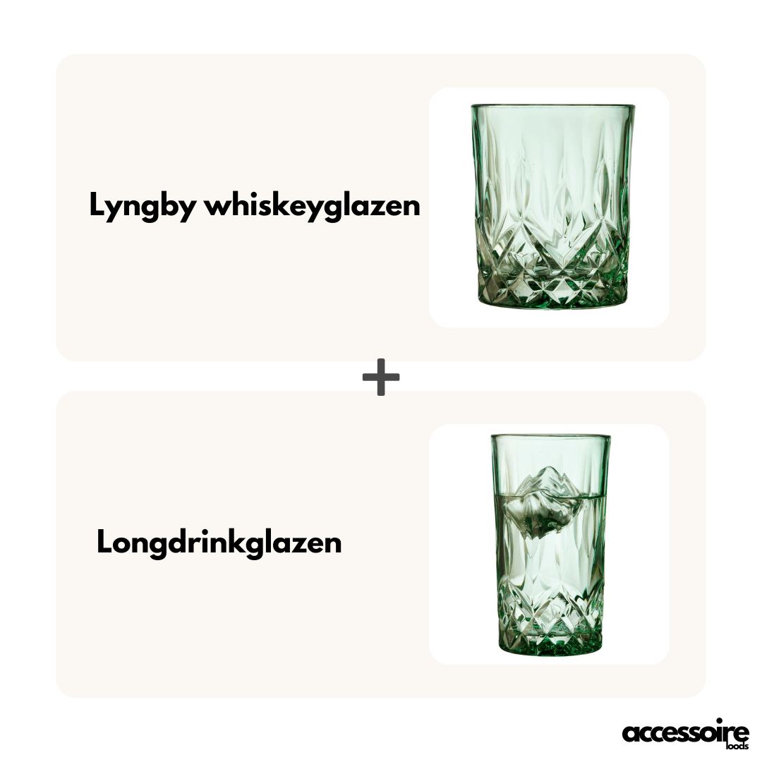 Lyngby Longdrinkglazen - whiskeyglazen - Set van 2 - Groen